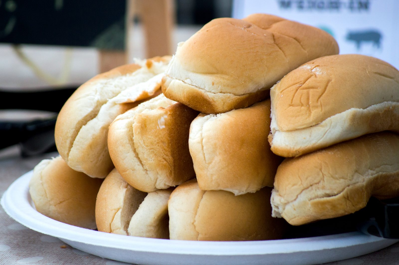 A stack of hotdog buns