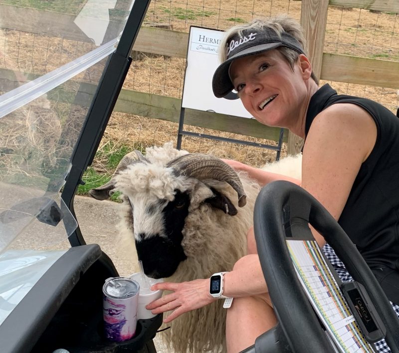 Kirsten S. with sheep