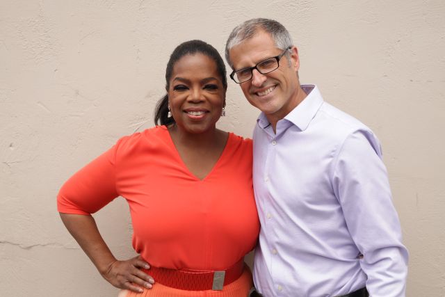 Oprah Winfrey and Gene Baur.