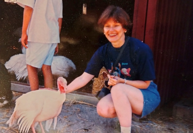 Sally with turkey friend