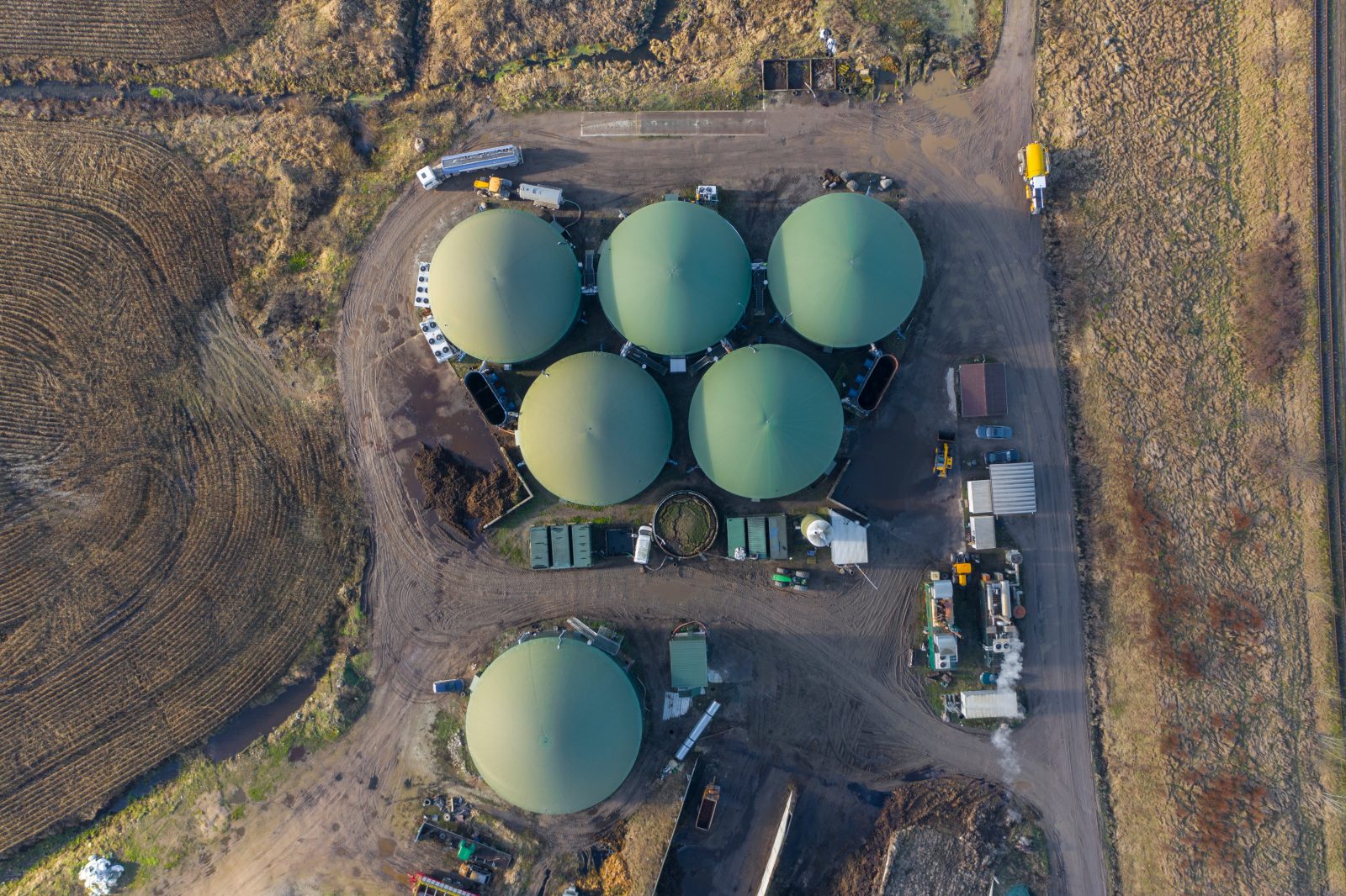Aerial view of a biogas plant