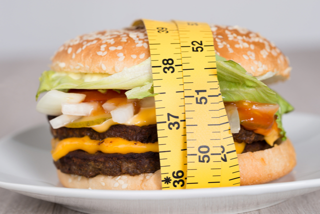 Vertical explainer photo 5 - Closeup of burger wrapped in measuring tape