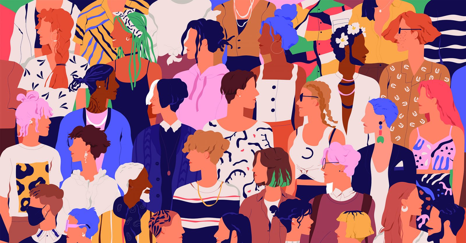 Colorful illustration of a group of people